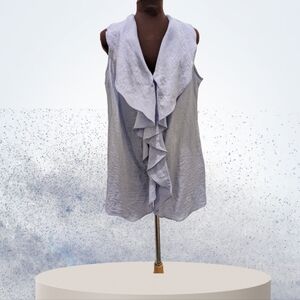 Flow Tunic Farinaz Taghavi Linen Blend Ruffle Blouse Size 14